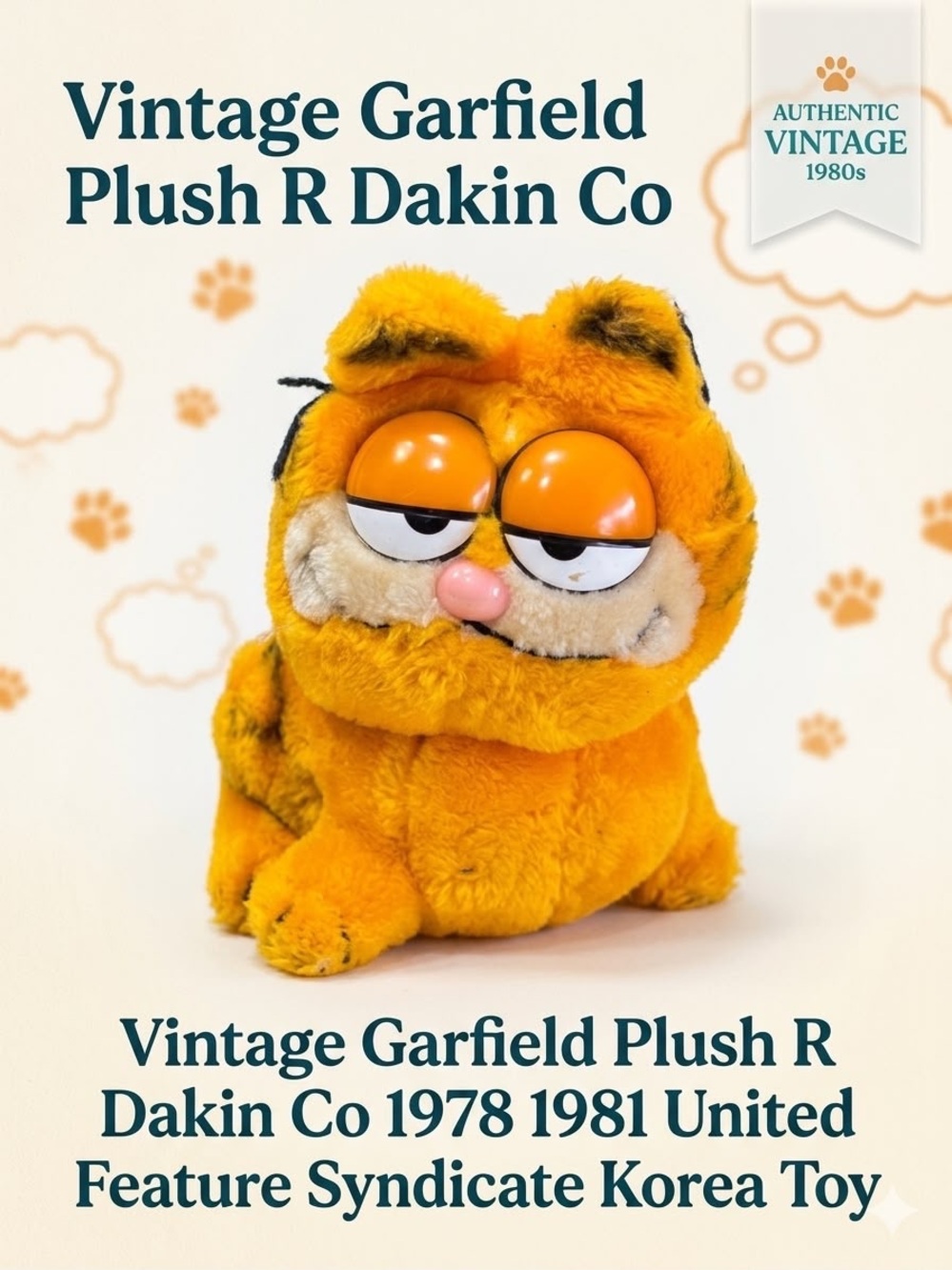 Vintage Garfield Plush R Dakin Co 1978 1981 United Feature Syndicate Korea Toy